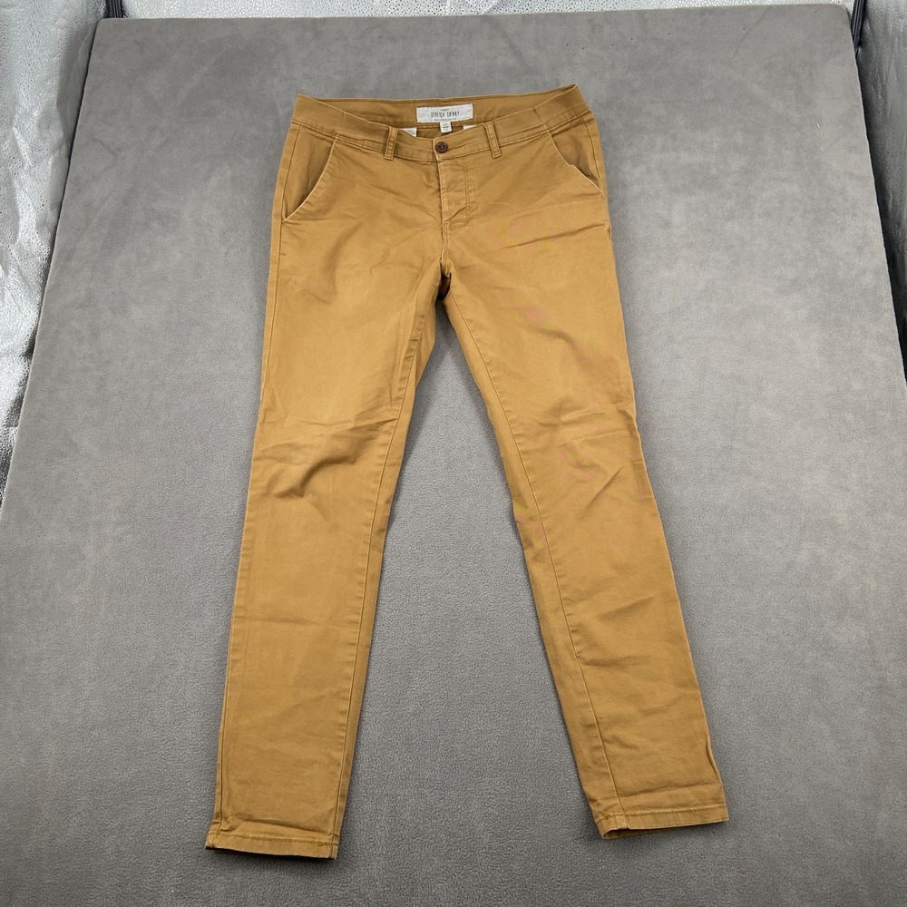 Topman Stretch Skinny Chino Pants Mens 34x32 Brown Slash Pocket Slim Fit Travel